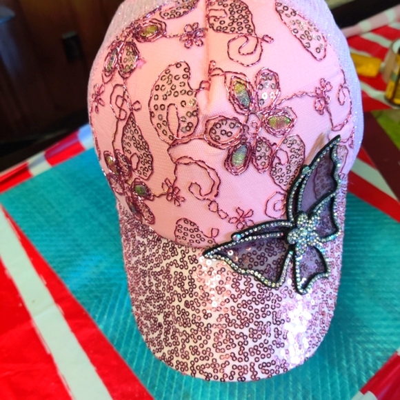 Pink Sequin Butterfly Cap - Picture 1 of 8